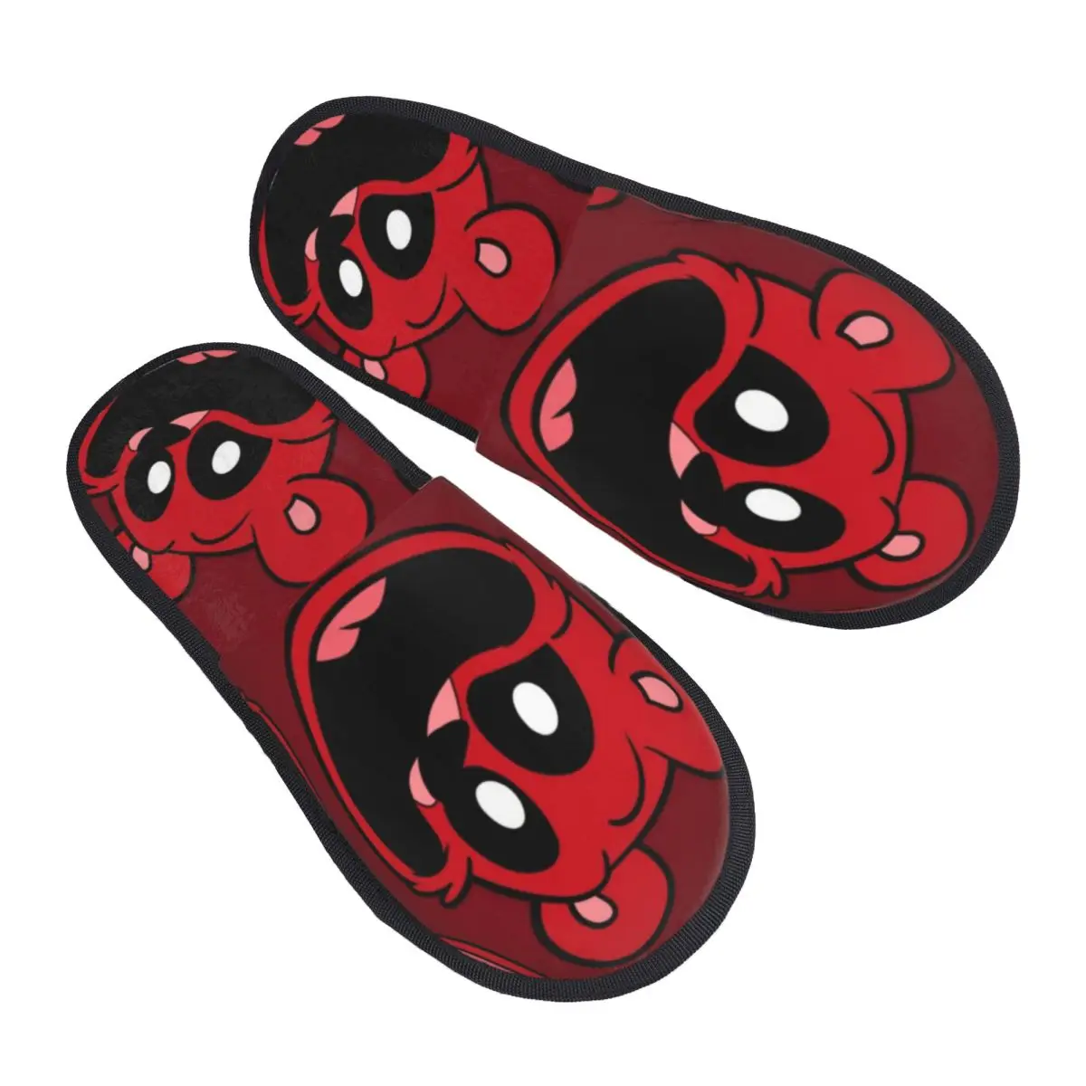 Custom Red Smiling Big Mouth Bear CrittersPattern Soft Scuff Memory Foam Slippers Women Scarry Animated Game Spa House Shoes