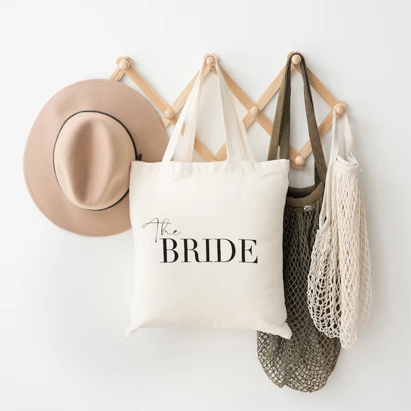 Bride Squad Canvas Tote Bag Wedding Day Engagement Bridal Shower Bachelorette hen party decoration bridesmaid proposal gift