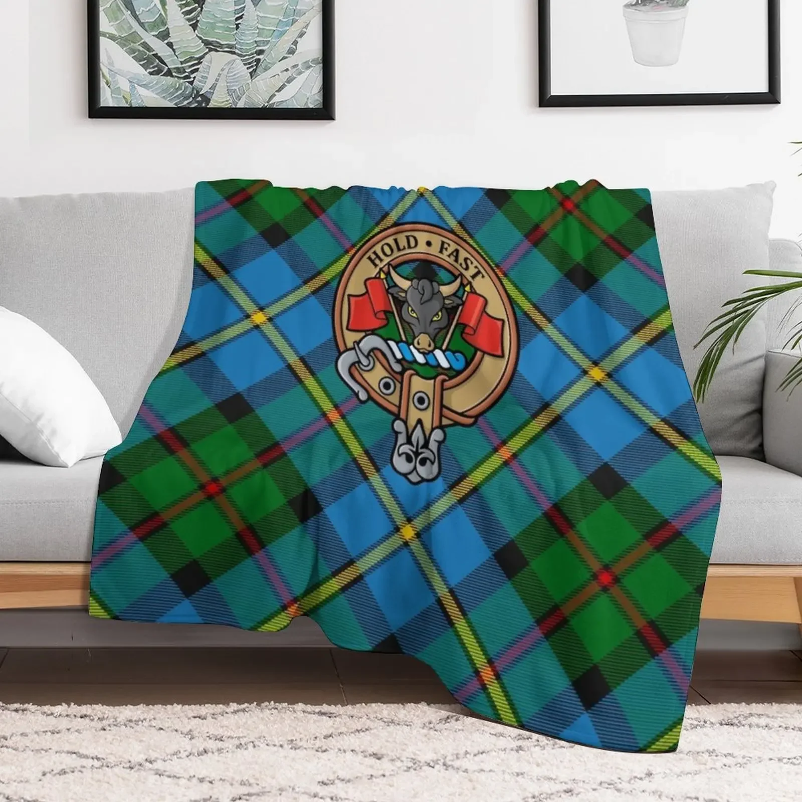 Clan MacLeod Crest Throw Blanket Soft Warm Blanket Gift for Men Women Adults
