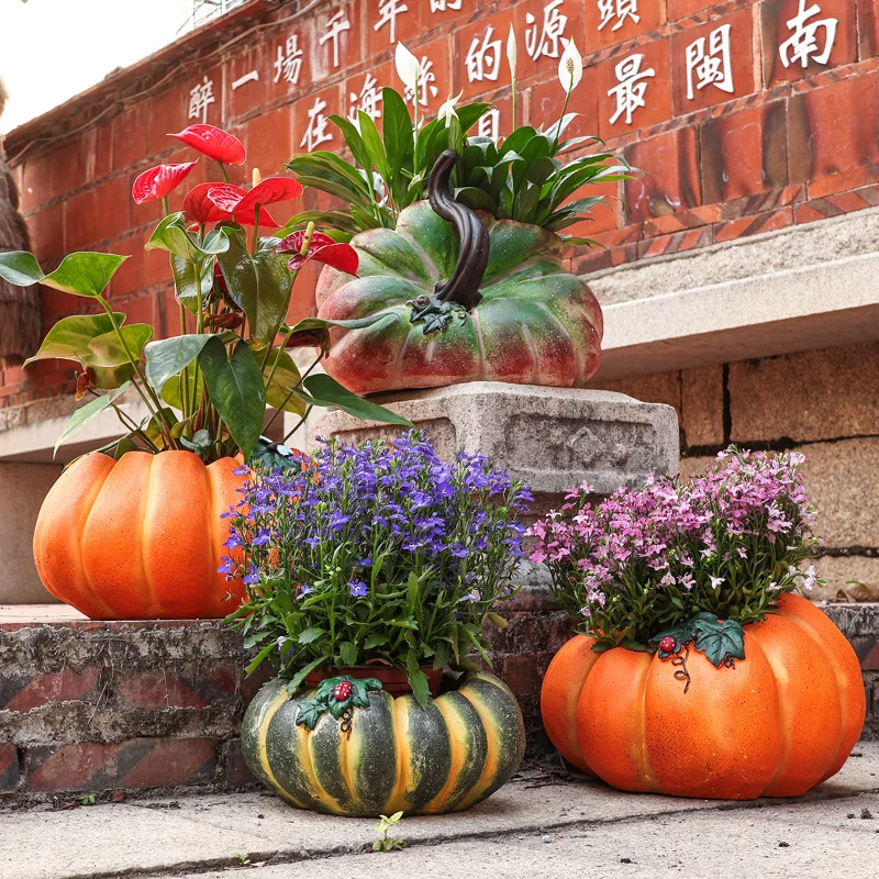 DSA Potted Plant for Home Vintage Creative Personalized Balcony Courtyard Garden Pumpkin Decorative Ornament Plant Potted Plant