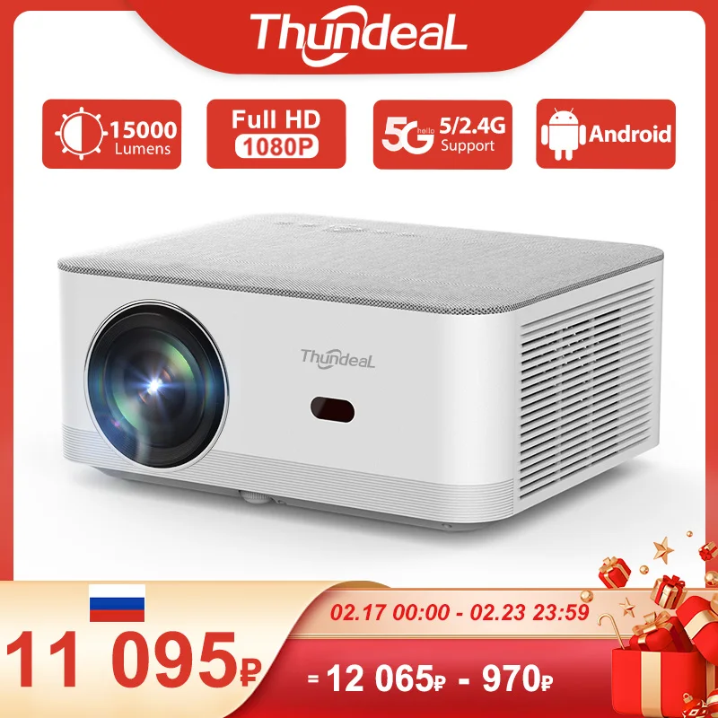 ThundeaL TD92 Pro Full HD-projector Draagbare thuisbioscoop voor 2K 4K 1080P Video Android WIFI Telefoon TD92Pro Beam-projector Cinema