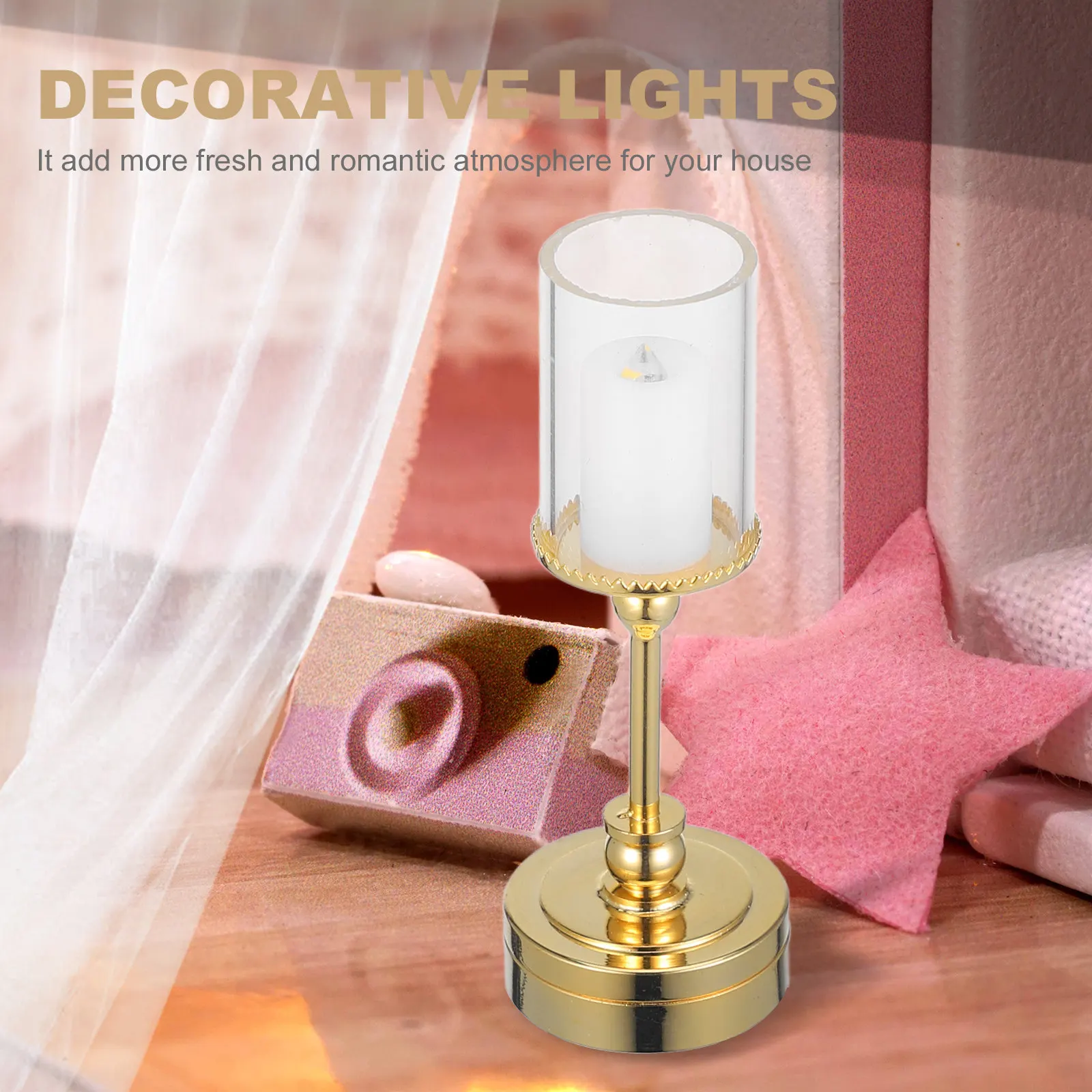 

Mini House Lamp Decor Miniature Lighting Lamp Decoration Mini Bedside Light for DIY Miniature Scene Adornment Photo Prop