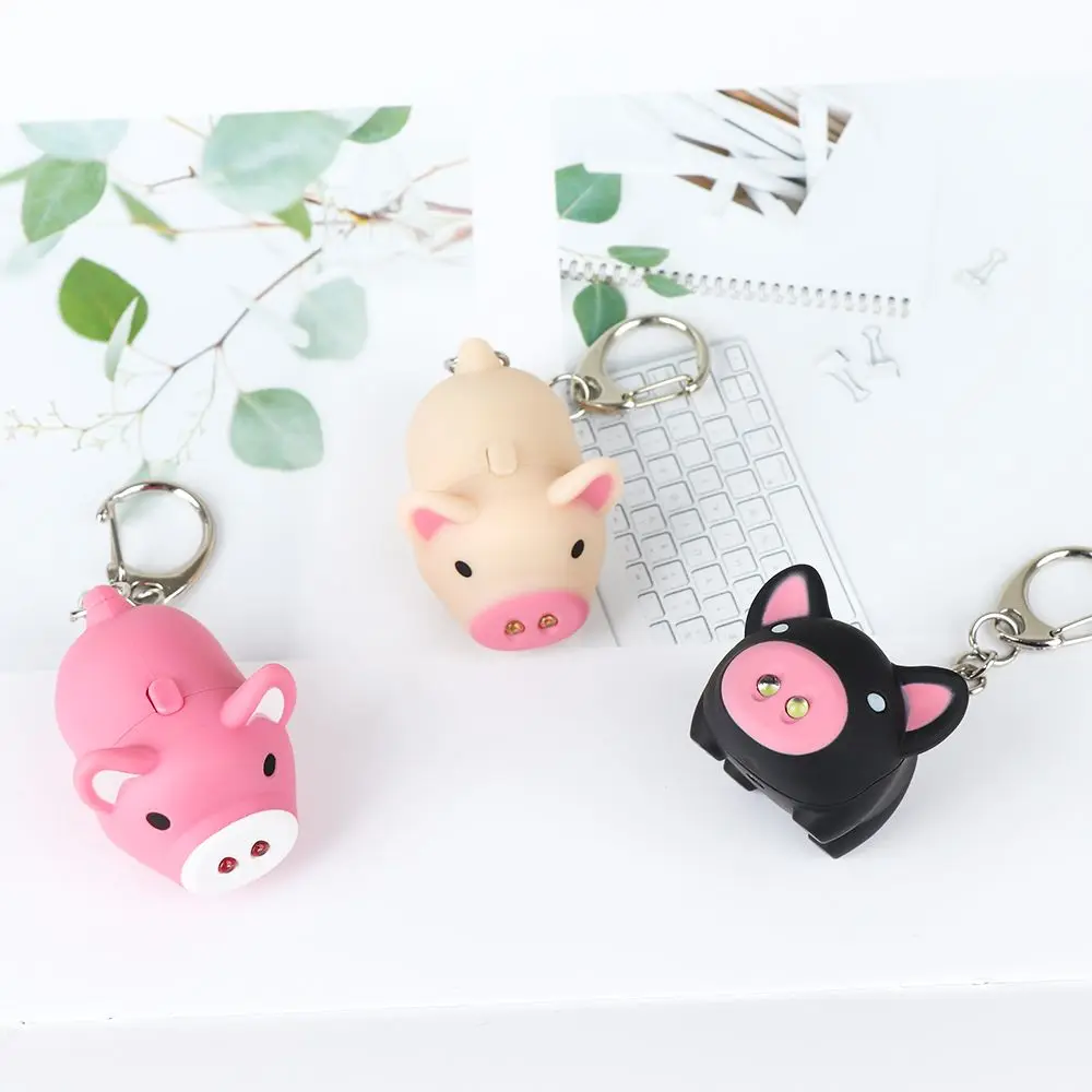 Portable Mini Torch Pig Shape Key Holder LED Key Chains Flashlight Key Ring