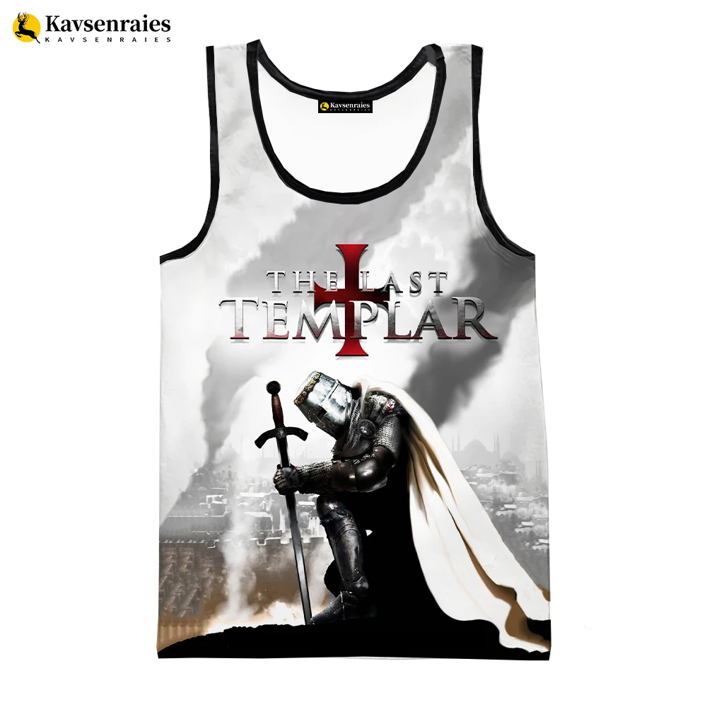 Hot Sale Game Knights Templar 3D Printed Tank Tops Men Summer Vest Casual Knights Templar Sleeveless Hip Hop Oversized Tops 6XL