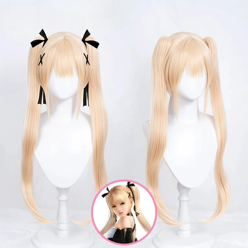 

Marie Rose Cosplay Wig Dead or Alive Blonde Twin Tails Heat Resistant Synthetic Hair with Tiger Clips for Women Halloween