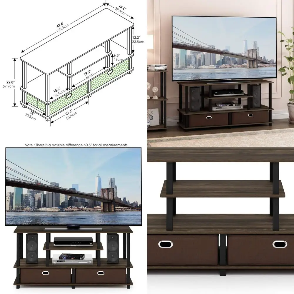

Columbia Walnut 50-Inch TV Stand with Large Capacity and Modern Black/Dark Brown Finish