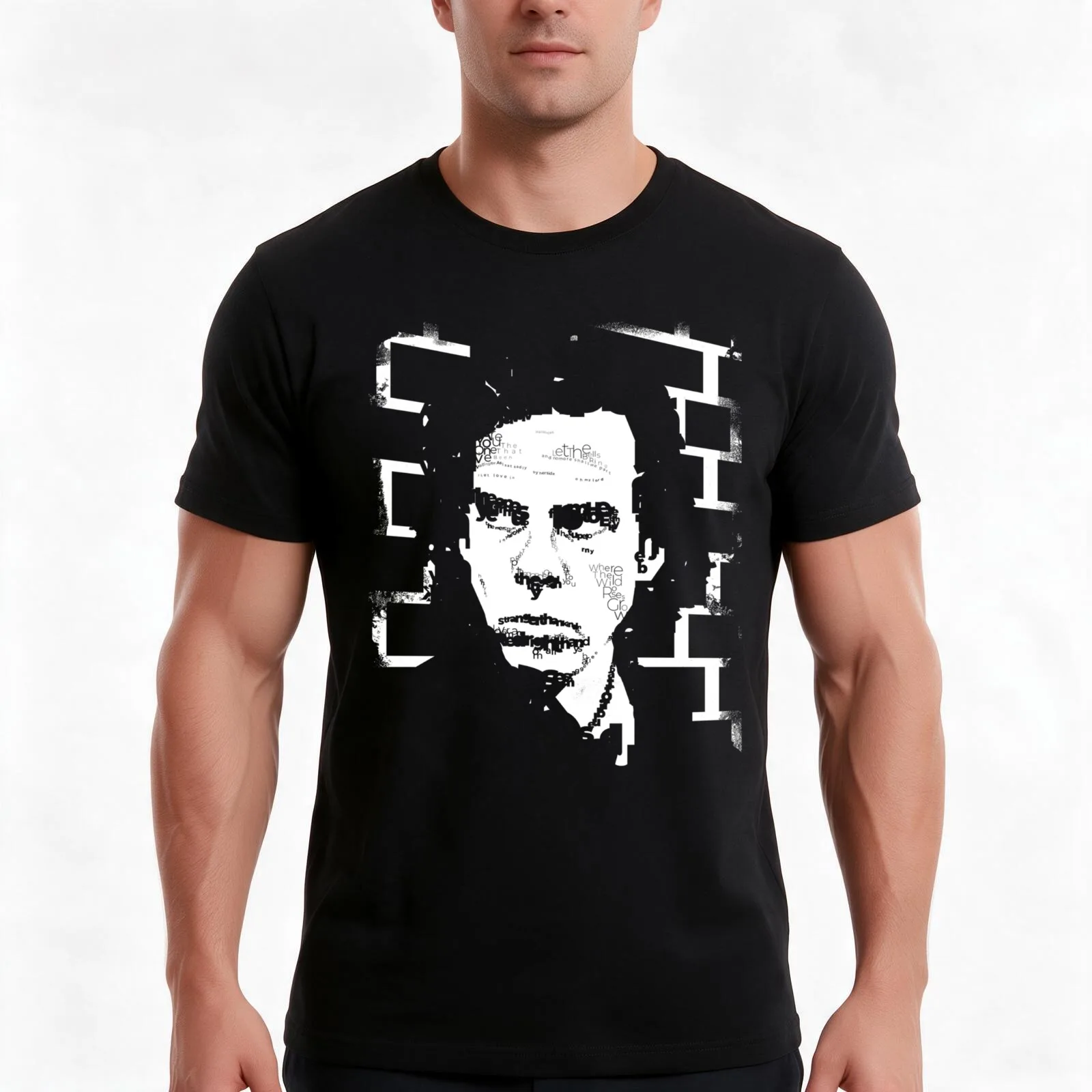 Nick Cave Typographic Portr T-Shirt, Summer Casual Cotton Tee, Oversized Streetwear Tops, Vintage Graphic Print, 100% Cotton