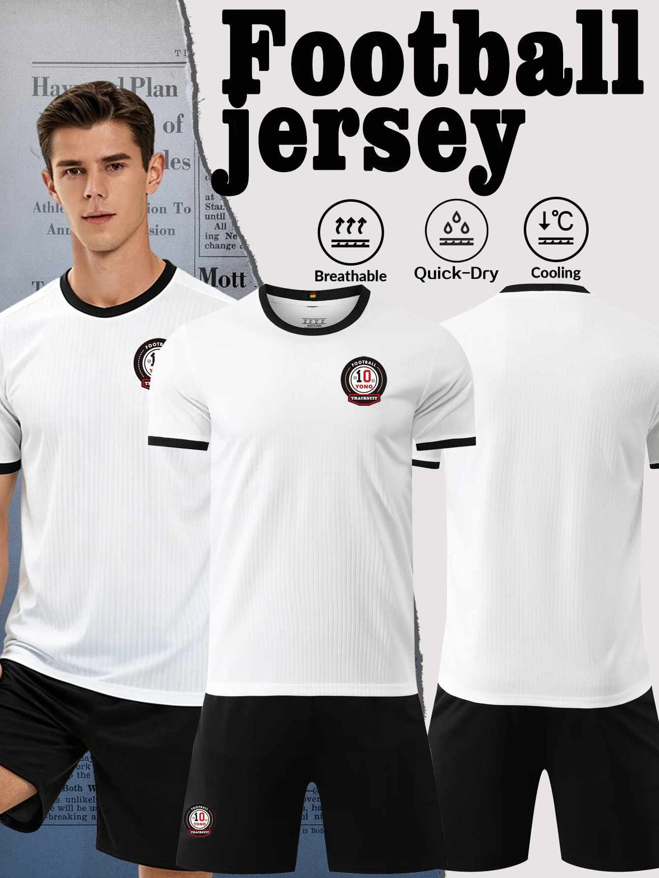 High-quality breathable T-shirt and shorts football set