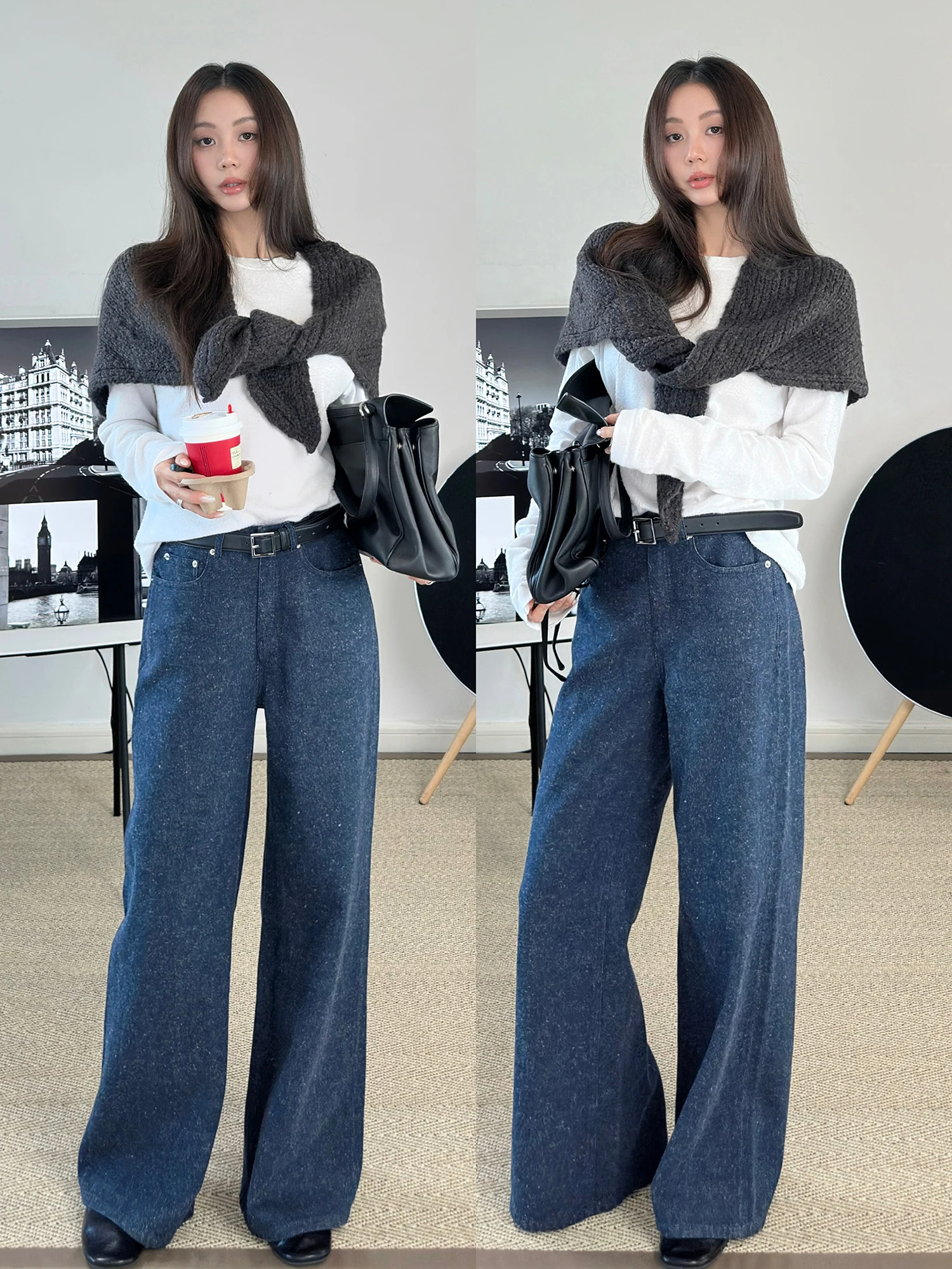 

Джинсы Ruelle Vintage Blue, женские, повседневные, с высокой талией, универсальные, стройнящие, прямые, удобные, со средней посадкой