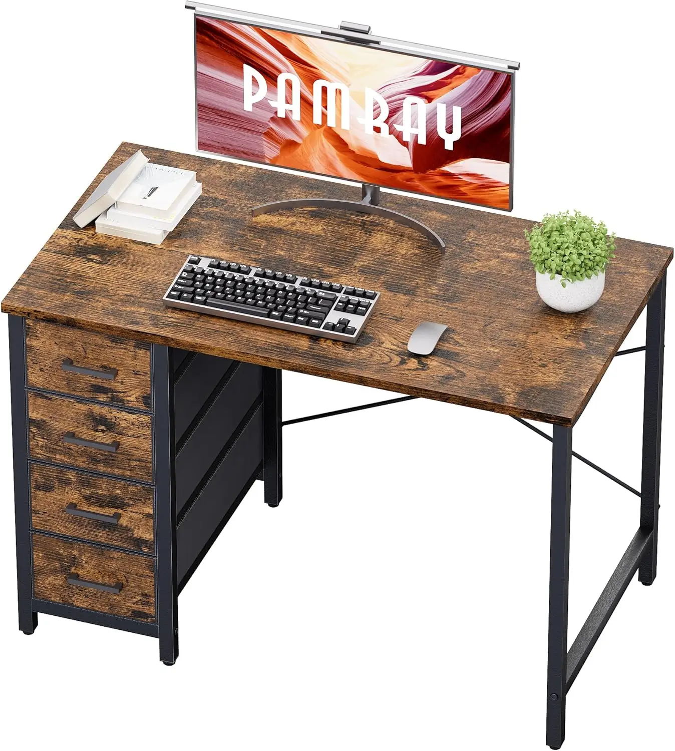 

32 Inch Computer Desk with 4 Drawers, Small Office Desk for Home Bedroom Study Writing, Vintage
