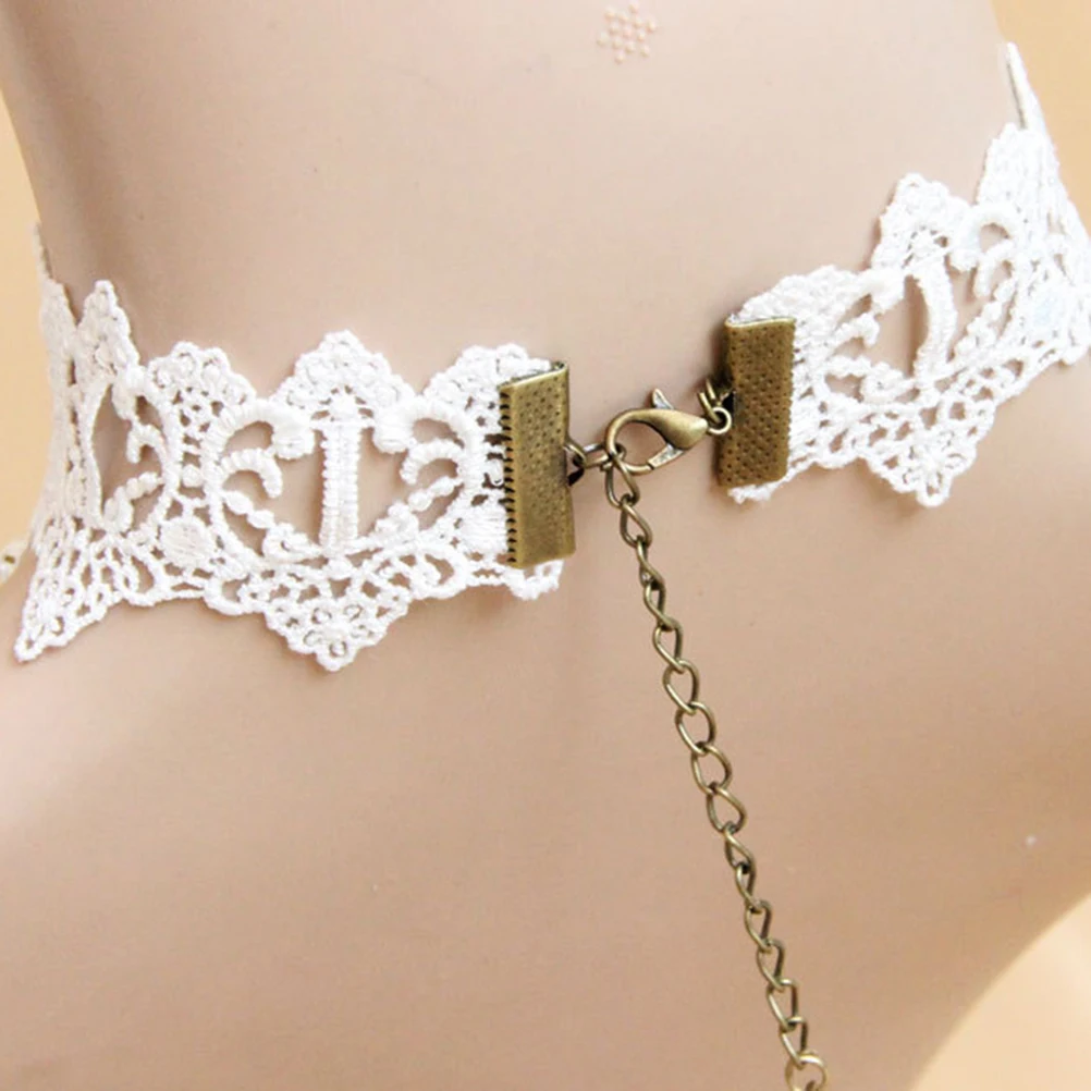 

Pearl Flower Clavicle Chain Adjustable 30-35Cm Lace Necklet For Women Party Prom Dancing Soiree Decoration Clavicle