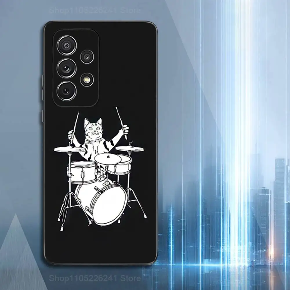 Black White Art Drum Phone For Samsung S25,S10,S20,S10,S21,S9,S24,S23,Ultra,FE,Plus,Lite,Soft Silicone Black Cover