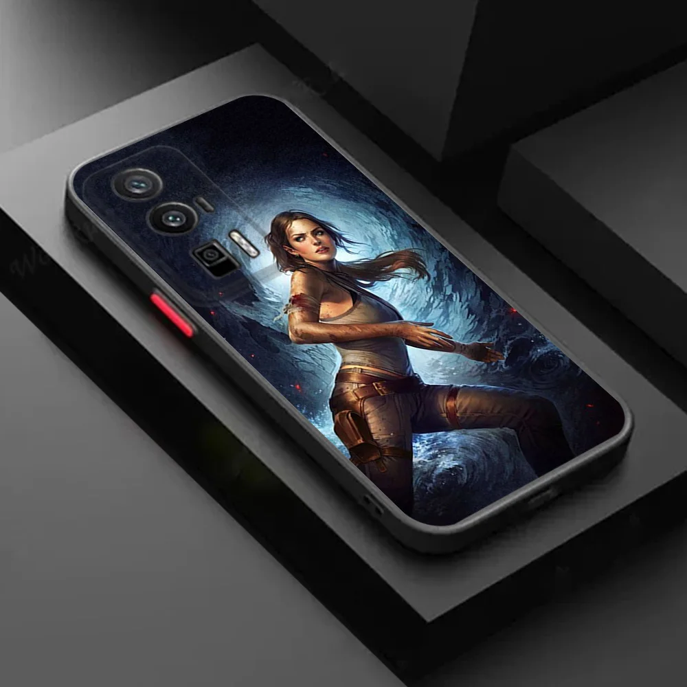 Phone Case For Xiaomi Poco X4 C51 C50 C40 M5 X5 X3 F3 13 Lite 14 Tomb Raider Redmi 13C 4G A1 A2 K40 Pro Black Translucent Cover