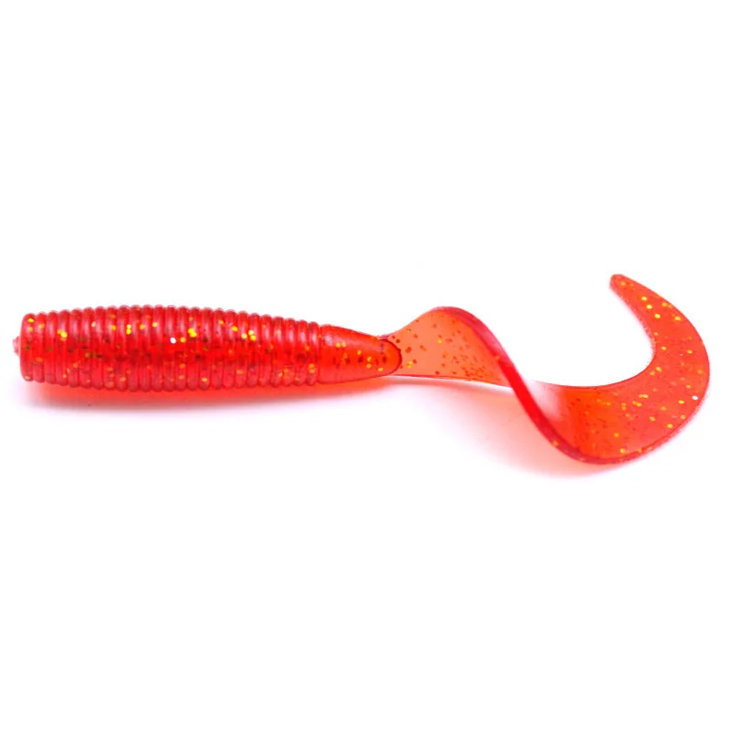 Lianman equipamento de pesca isca macia 5/6/7cm balançando cauda espiral artificial isca macia luya mar equipamentos de pesca acessórios