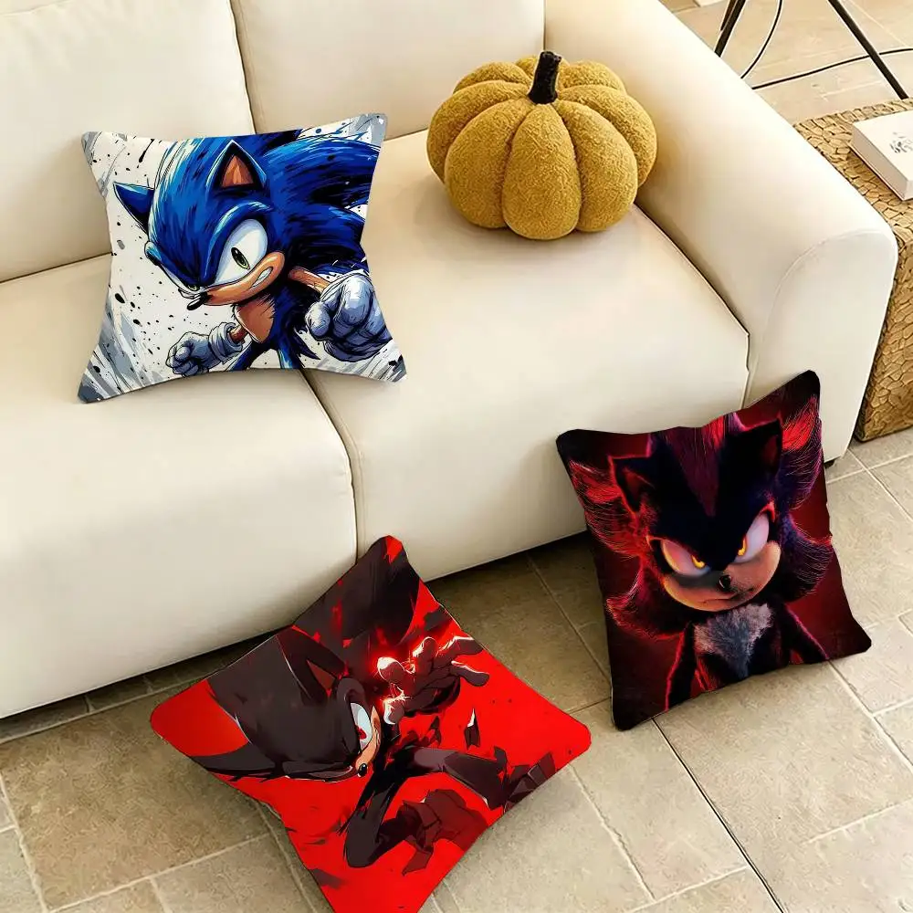 Shadows Sonics-S Hedgehog Pillow Case Square Double-Sided Sofa Cushion Cover Bedroom Bedside Pillow Gift