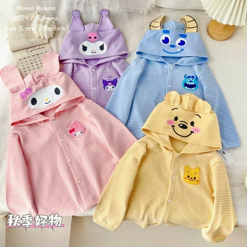 Sanrio Kuromi  My Melody Sweatshirt Hooded Kawaii Anime Cartoon Children Long Sleeve Warm Coat Purin Girls Hoodie Birthday Gift