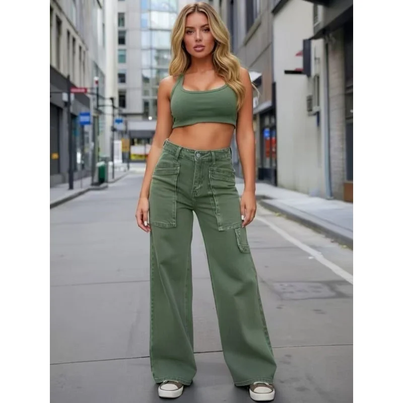 Women's High Waist Straight Denim Pants Casual Versatile Workwear Practical Fashionable Daily Look