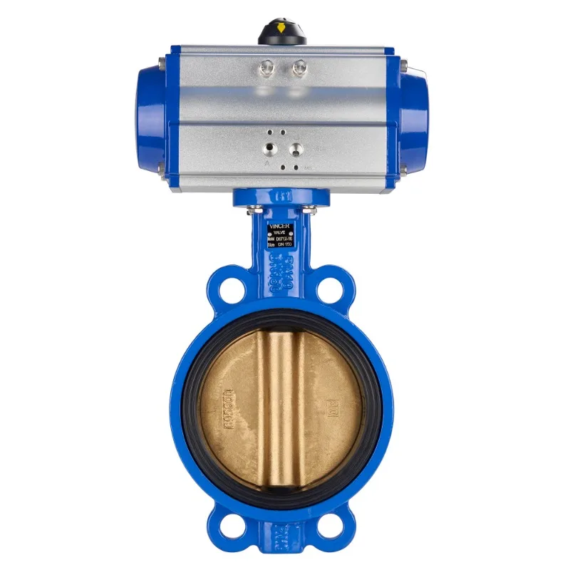 VINCER Butterfly Valve With Pneumatic Actuator 20 Inc Low Pressure Fluid Control Wafer Butterfly Valve