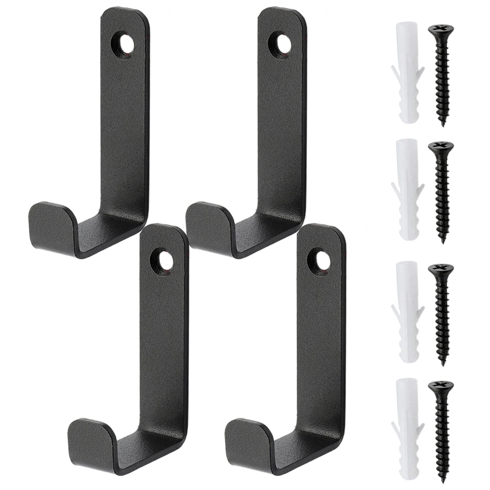 4pcs Wall Hooks Kitchen Storage Hooks With Screws Coat Hanging Brackets Garage Bathroom Storage Rack Ladder Hooks Clothes Hanger