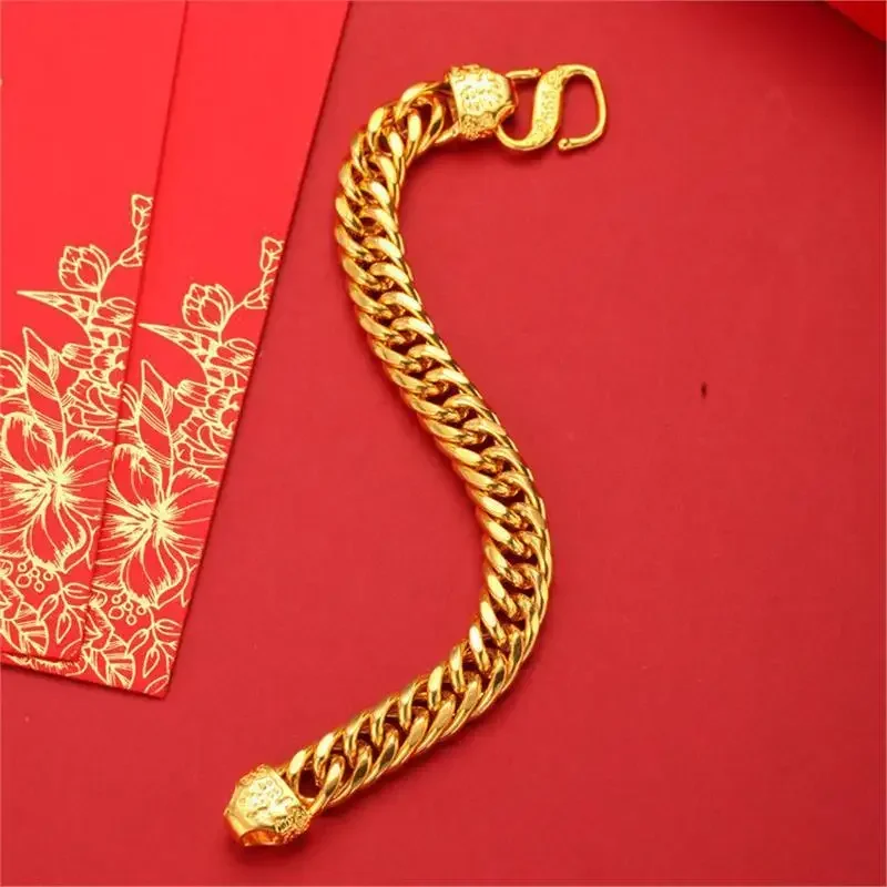 Gold shop matching AU750 gold bracelet for men and women 18K bracelet wealth treasure boss chain rich gold bracelet