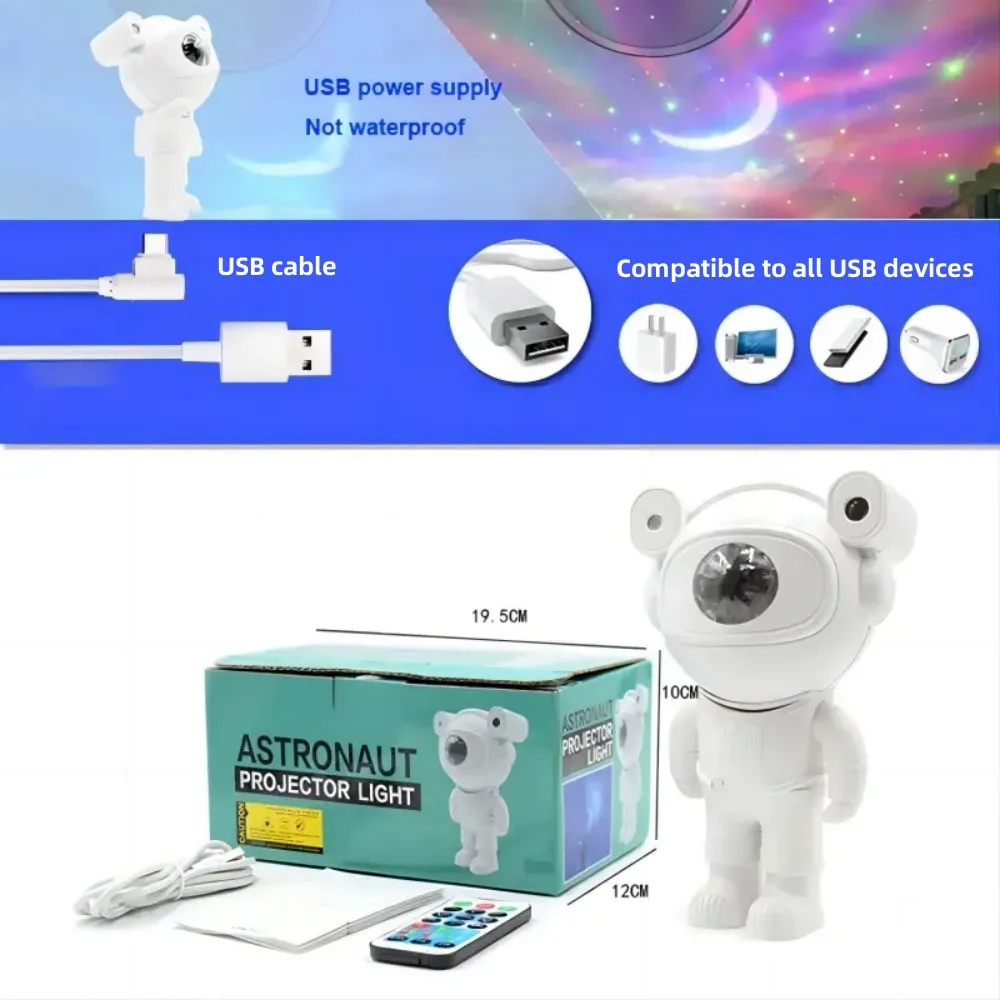 Mais novo Galaxy Projetor Atualizado Astronauta Estrela Lâmpada Nebula Lua Teto Sky Night Light com Temporizador e Alto-falante Bluetooth Remoto