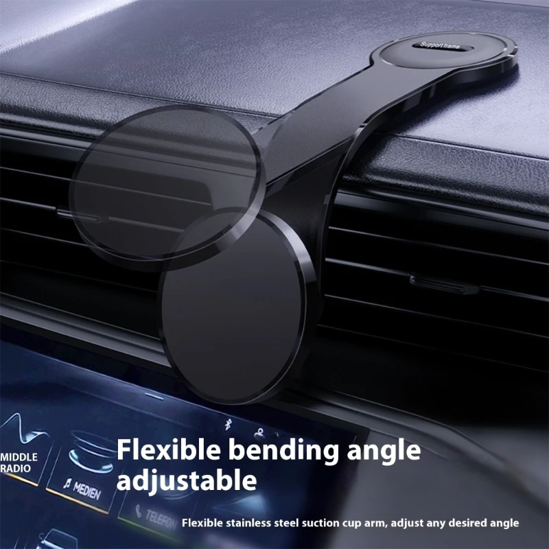 Car Phone Mount Holder Bendable Alloy Rod Design 360 Degree Rotation Heatproof For Stable Multiple Position Use F19C