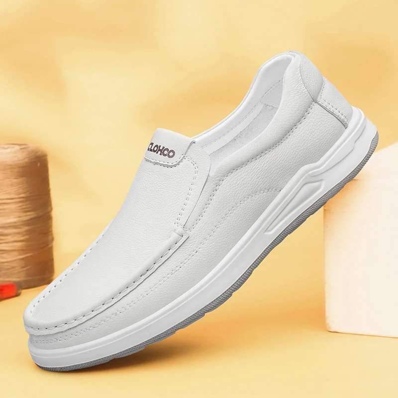 

Новые весенние мужские удобные повседневные кожаные туфли из воловьей кожи с верхним слоем, модные брендовые мужские дышащие деловые лоферы с круглой головкой