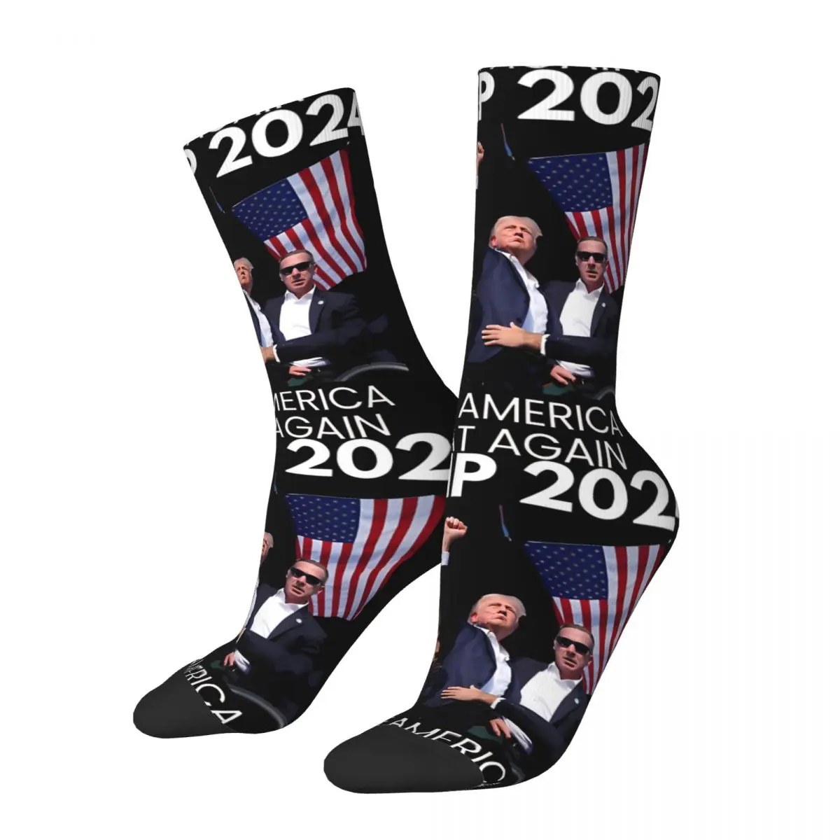 

Funny Crazy Sock for Men Trump Assassination Attempt 2024 Hip Hop Harajuku Donald Trump Happy Quality Pattern Printed Boys Crew