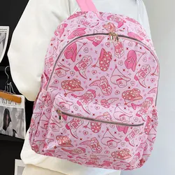 West Cowboy Nylon Backpack For Kids Pink Large Capacity Students Book Bag Waterproof School Bag For Women