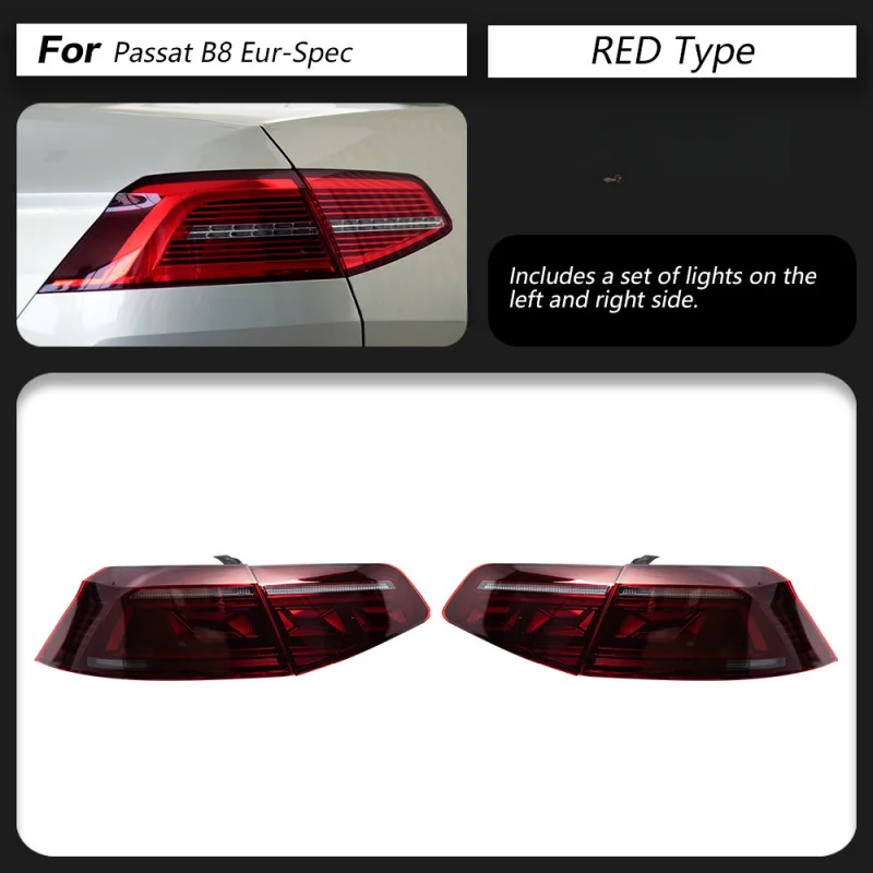 2 Stück LED-Rückleuchten für VW Passat B8 Magotan 2016-2019 Limousine B8.5 Stil, sequenzieller gelber Blinker, DRL-Bremslicht, Plug-and-Play, IP67 wasserdicht