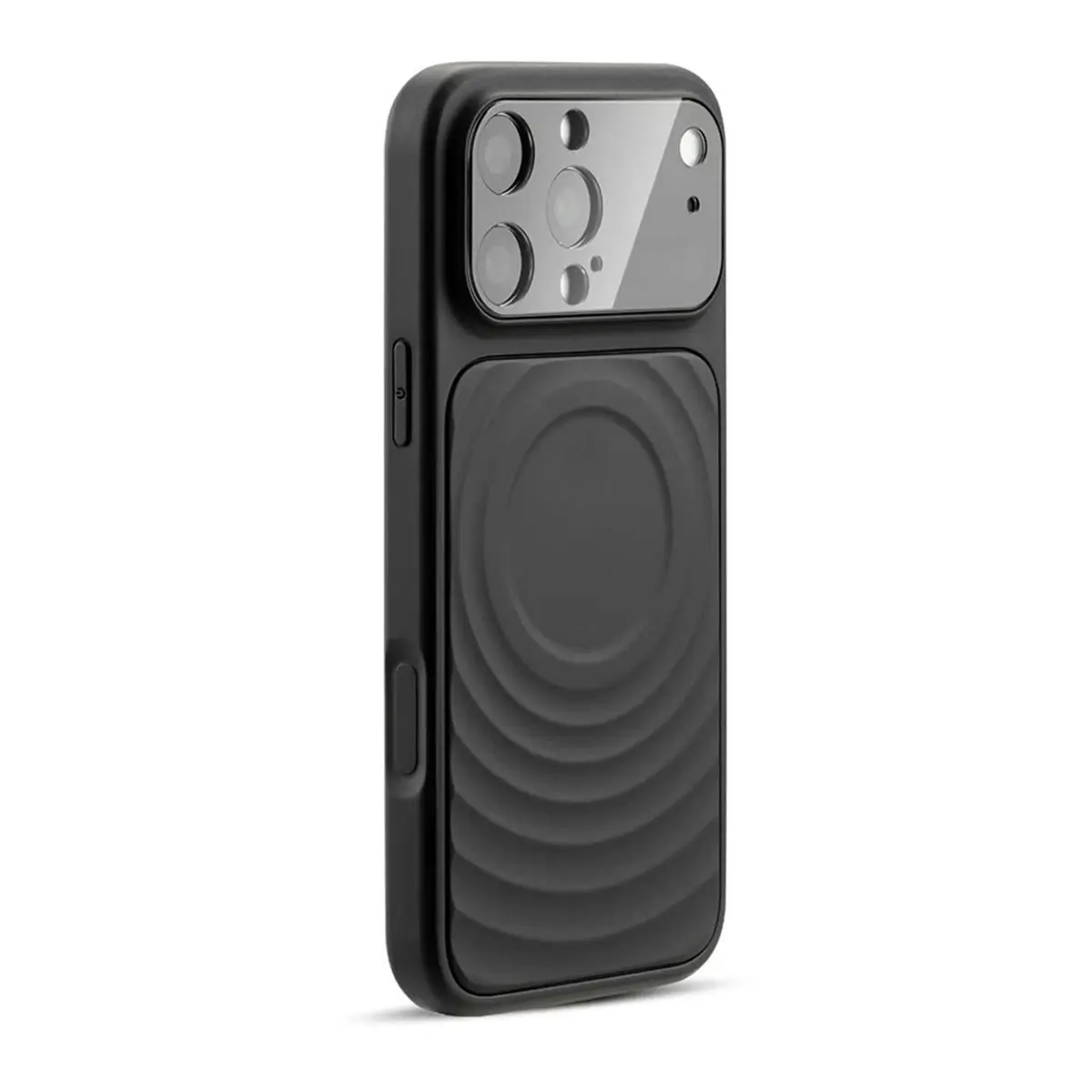 Magnetic Case for 18 Pro Max Wave Ripple Pattern, Stylish Camera Protection Cover for Women Black