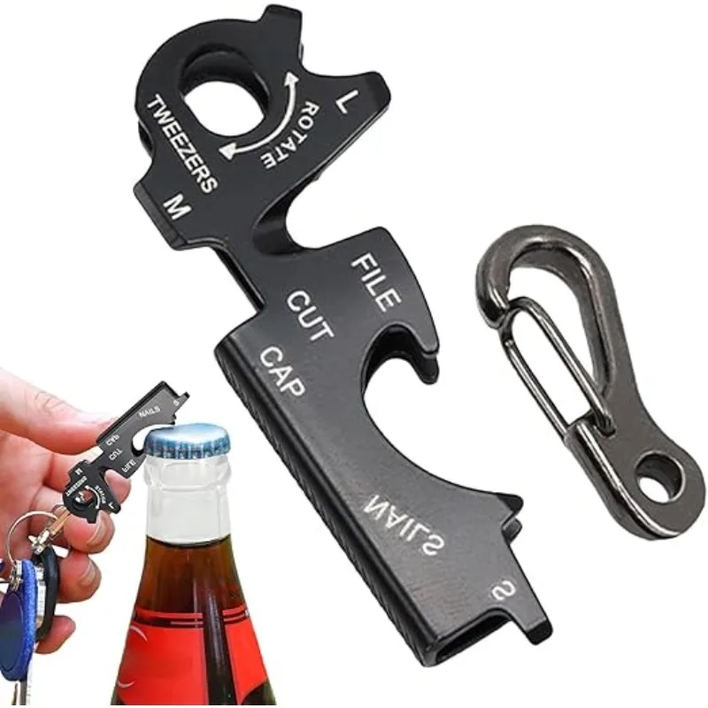 1pc Multifunction 8 Tool In 1 Key Ring EDC Multi Pocket Keychain Tools and Gadgets Carabiner Multipurpose Key Clip Screwdriver