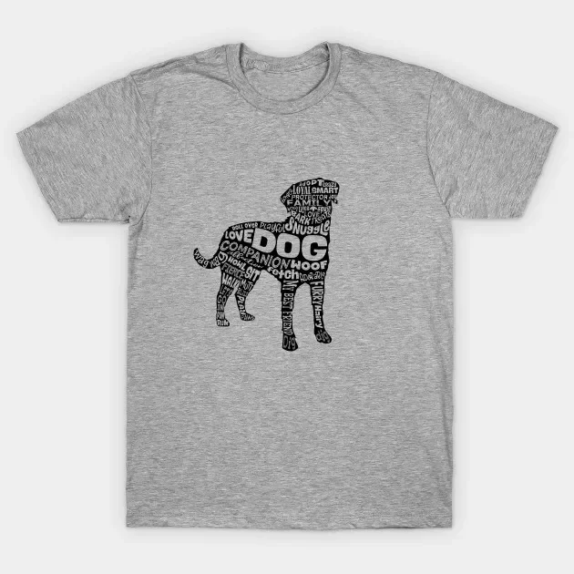 Cão silhueta palavra nuvem amantes do cão presente camiseta 100% algodão o-pescoço verão manga curta casual masculino camiseta tamanho S-3XL