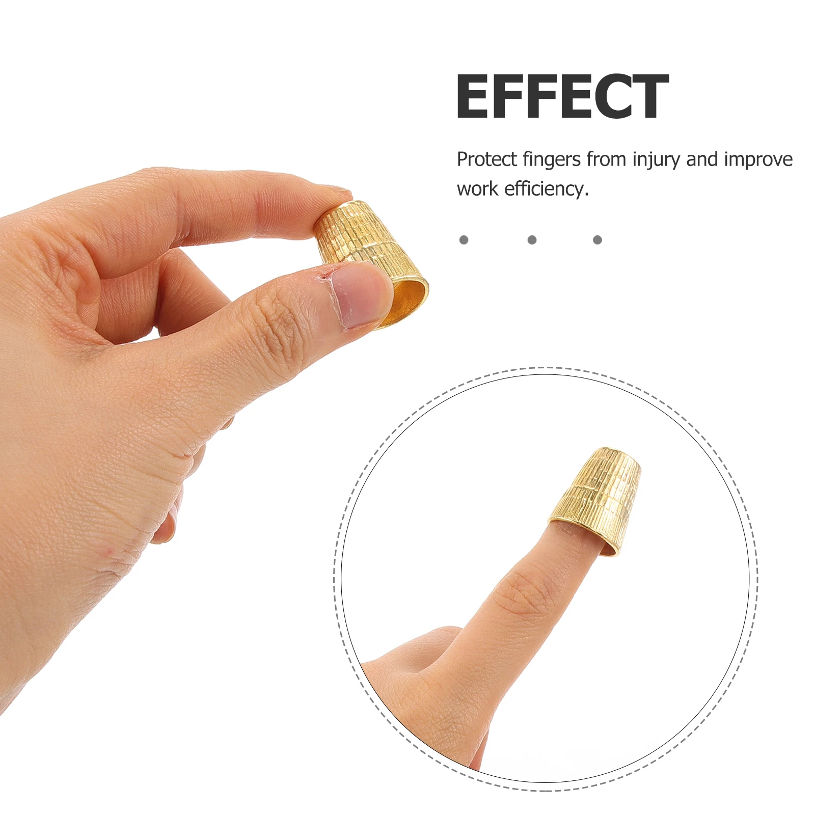 

8pcs Copper Sewing Thimble Metal Finger Protector Vintage Style Dense Pit Design Slip-Resistant For Hand Quilting Embroidery Diy