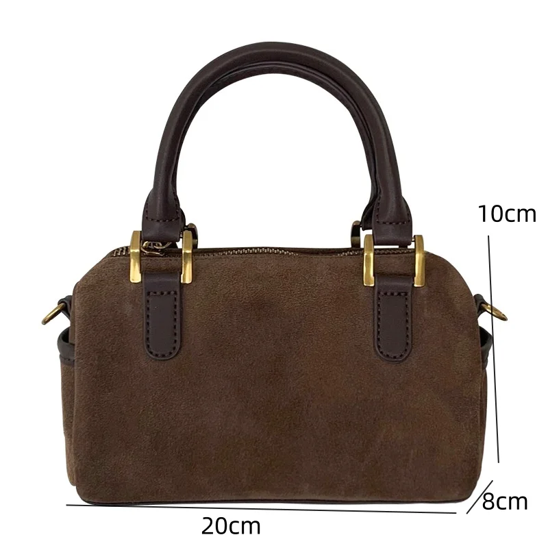 Korean Fashion New Small Square Bag Shoulder Bags Brown Niche Retro Suede Surface Leisure Versatile Trend Lady Crossbody Bags