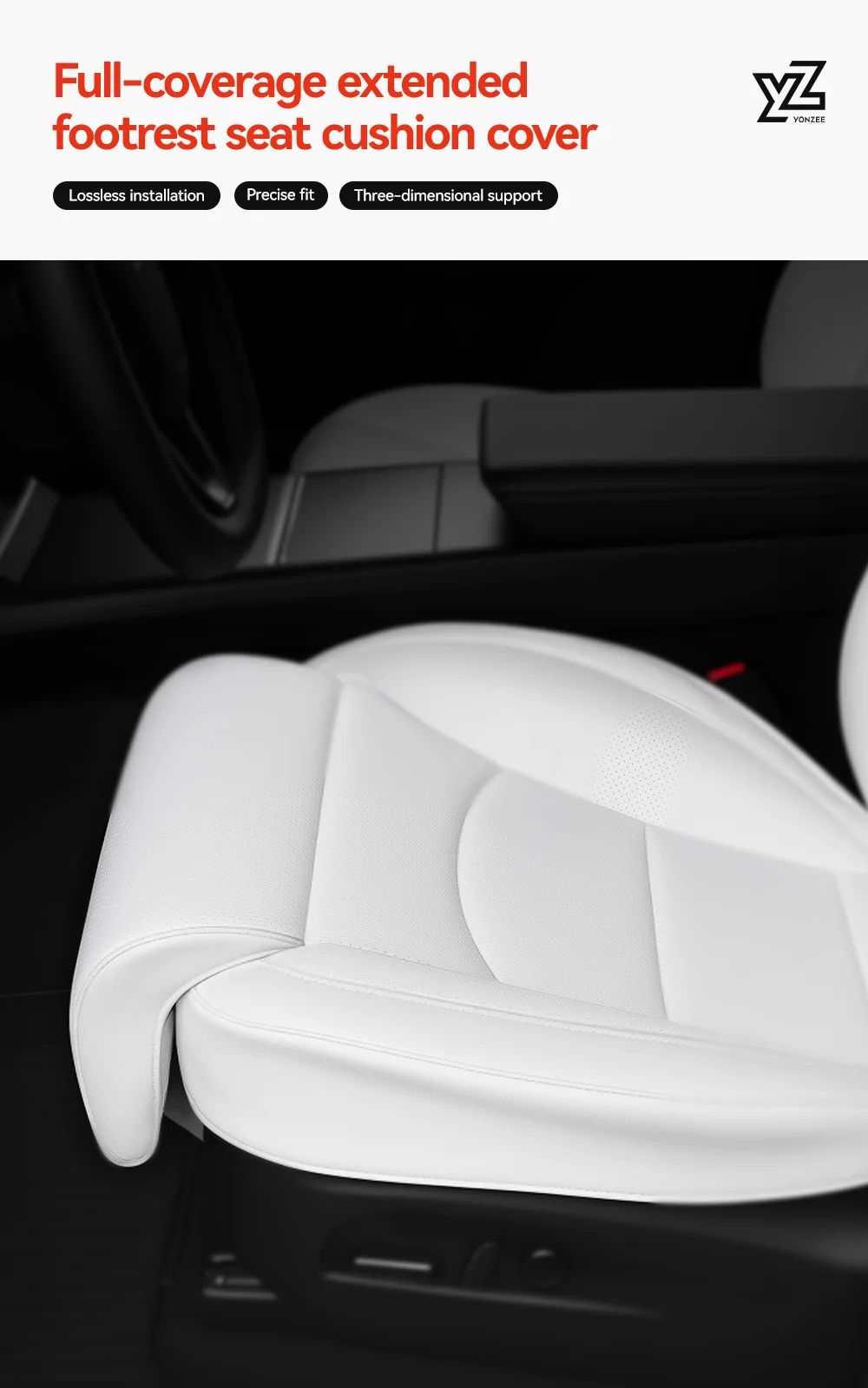 YZ Für Tesla 2026 Model Y Juniper Beinstützenverlängerung Sitzbezug Model 3 Highland Memory Foam Verlängerungskissen Auto-Interieur – Detail 1