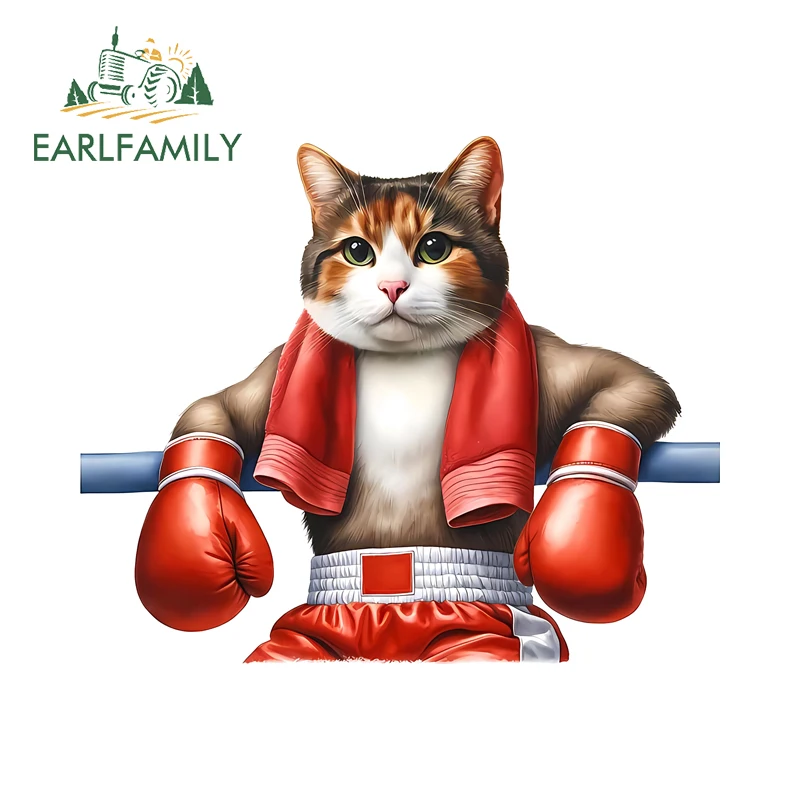EARLFAMILY Boxer Cat Simple Cute Cartoon Car Sticker Personal Aquaflask Storage Flask Car Decals Nice Camper Custom Printing