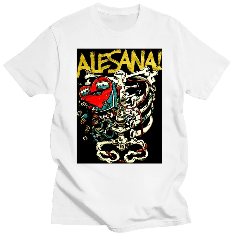 100% Cotton Letter Printed T-Shirts Alesana Men'S Skeleton Heart Slim Fit T-Shirt Black