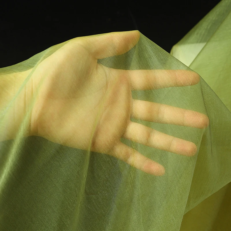 

50x145cm Shiny Chiffon Fabric Semi-transparent Soft Mesh Gauze Designer Fabric For Wedding Dress Decor Background DIY Sewing