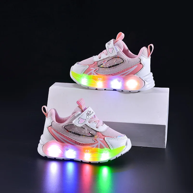 Child Sports Light BoardShoe2026spring New Style Child FlatShoeCasualGirl Anti Slip PrincessShoeChild Student Campus WalkingShoe