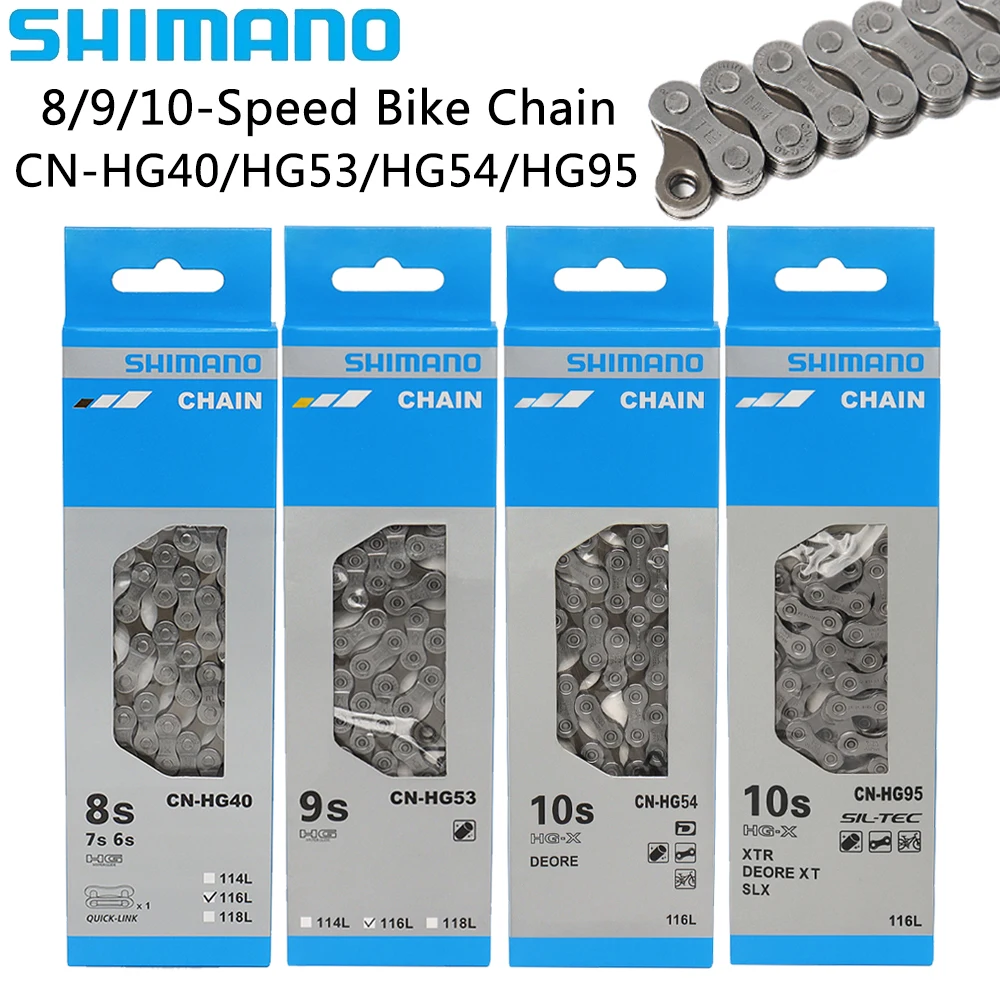 SHIMANO 8/9/10 Speed Bicycle Chain CN HG40 HG53 HG54 HG95 116 Links HG HYPERGLIDE Mountain Road Bike Chain Original Parts