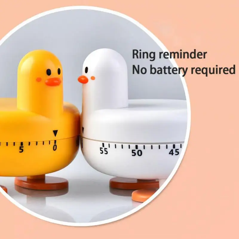 Timer Cute Duckling Desktop Learning Cartoon Rotating Mechanical Alarm Clock Kitchen Baking Set Timing Reminders Timepiece