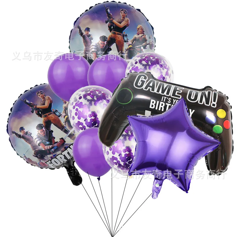 مجموعة بالونات تزيين حفلات أعياد الميلاد للأولاد من Game Fortnite، مجموعة بالونات لتزيين غرفة نوم الأطفال هدية لديكور غرفة نوم الأولاد