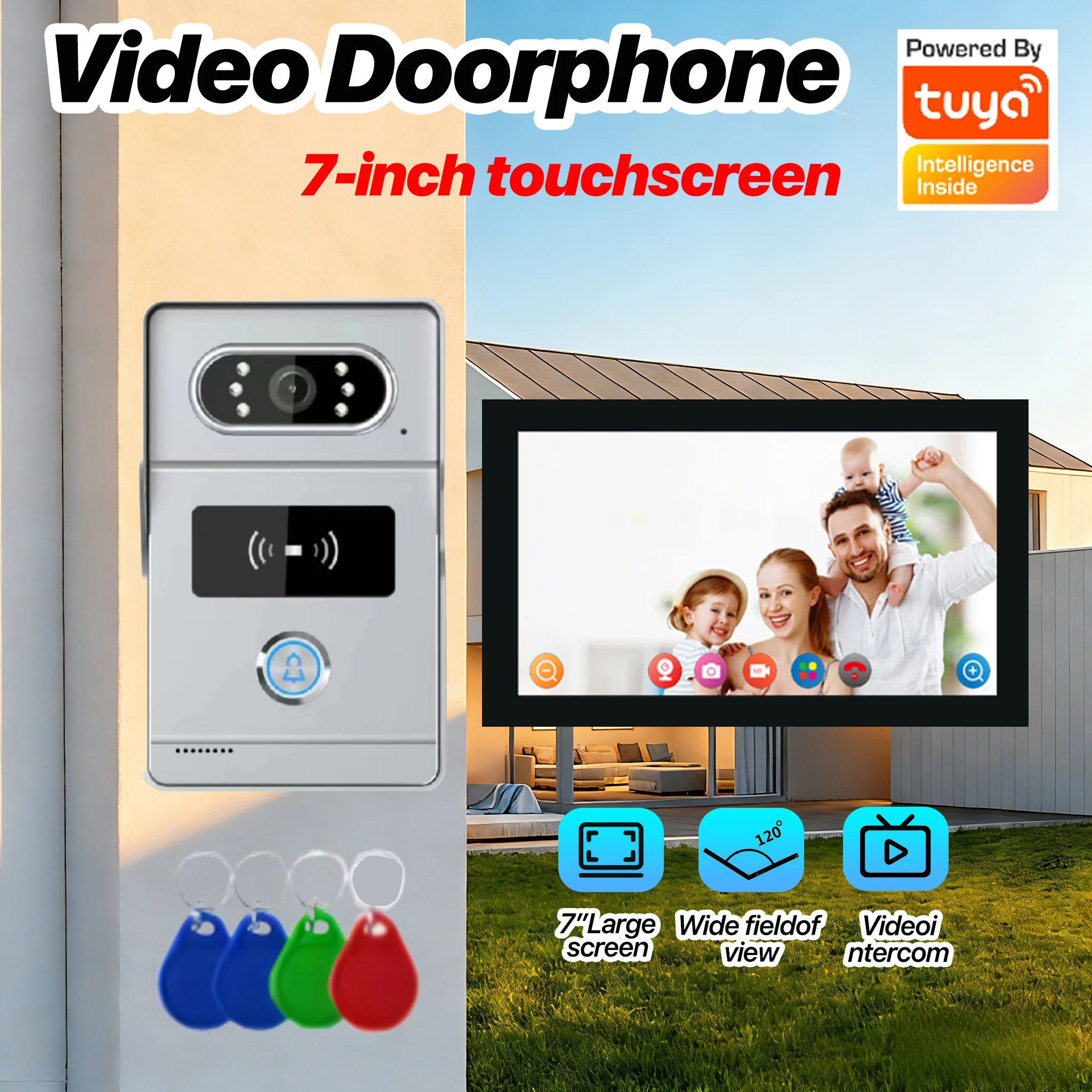 

Tuya Smart 7"1080P HD Video Door Intercom System Indoor Monitor Two-Way Audio Night Vision Remote Unlock Home Security Doorbell