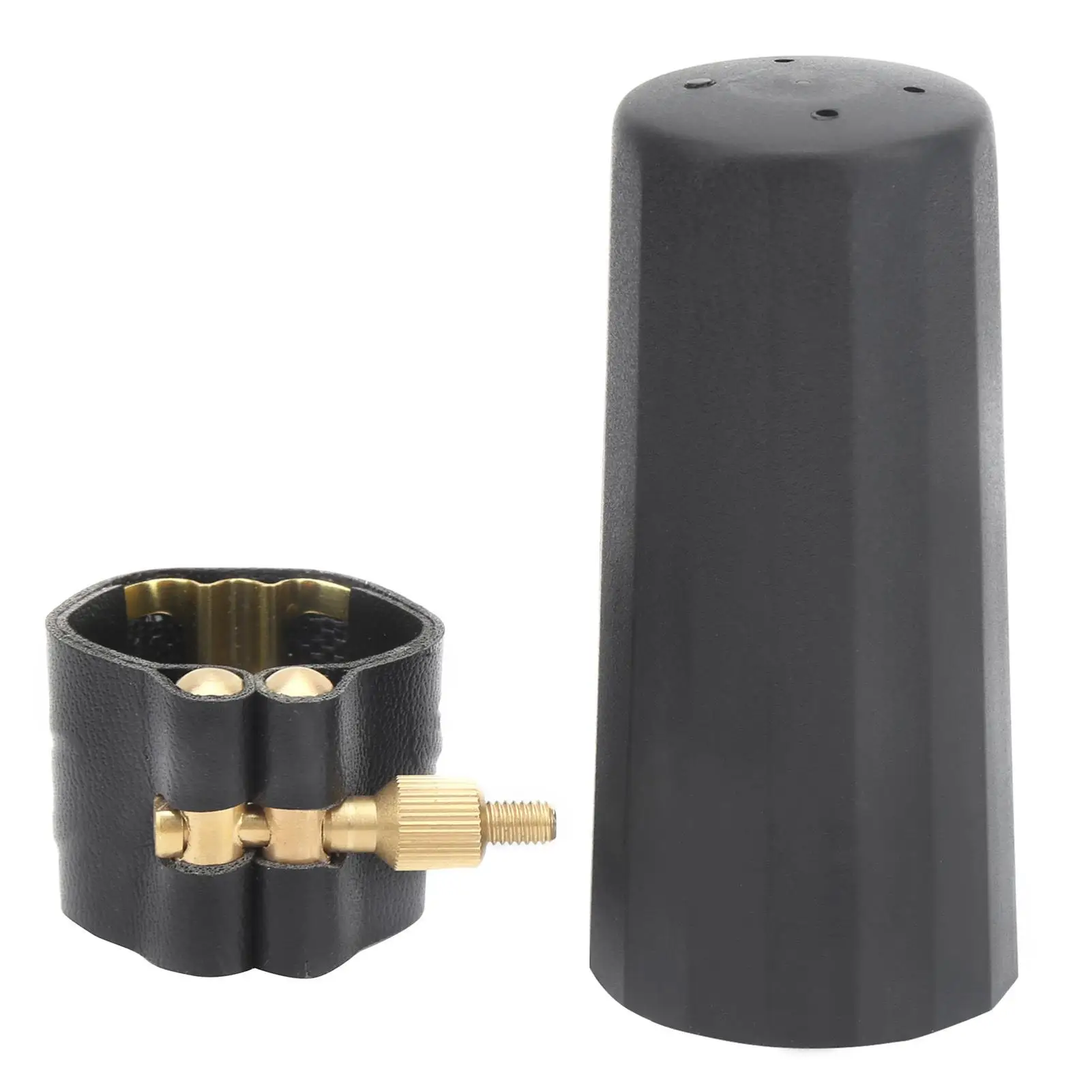 Alto Saxophone Clarinet Mouthpiece with Leather & Metal Clip - Woodwind Instrument Accessory