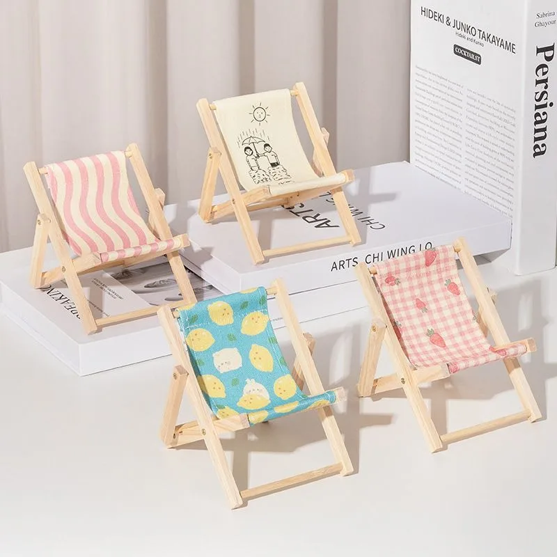 Mini beach chair foldable doll house new micro toy mobile phone holder cute mini chair