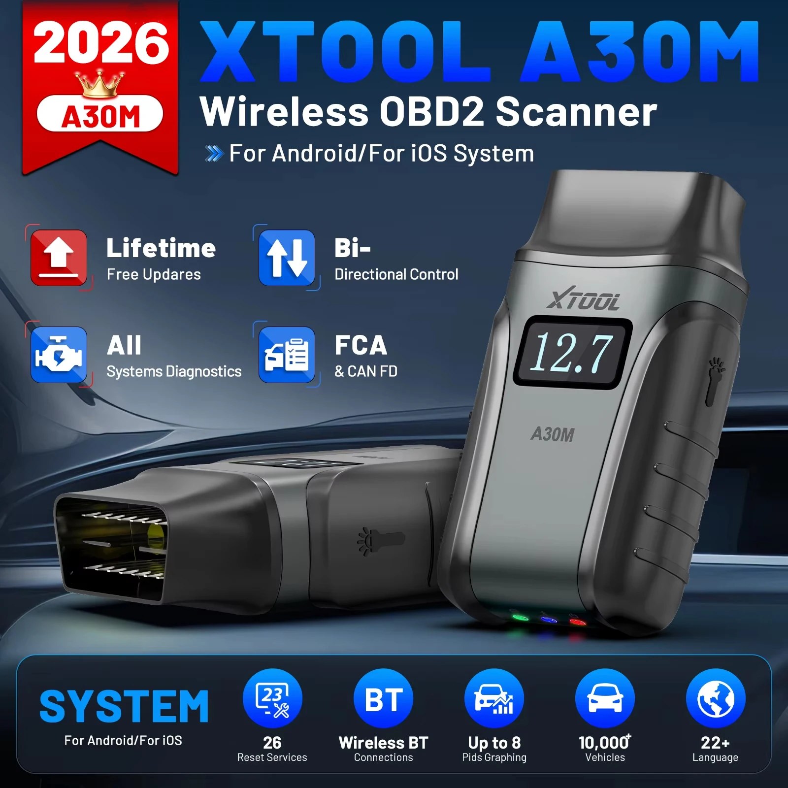 Afbeelding 3: XTOOL A30M V2.0 Bluetooth OBD2-scanner Alle systeem autodiagnosetool Actieve test 26+ reset Ingebouwde CAN FD FCA Autoauth Anyscan A30 M Mini-codelezer Levenslang gratis updategebruik