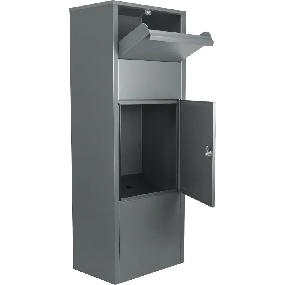 

Large Steel Freestanding Floor Parcel Lockable Drop Slot Mail Box, Grey
