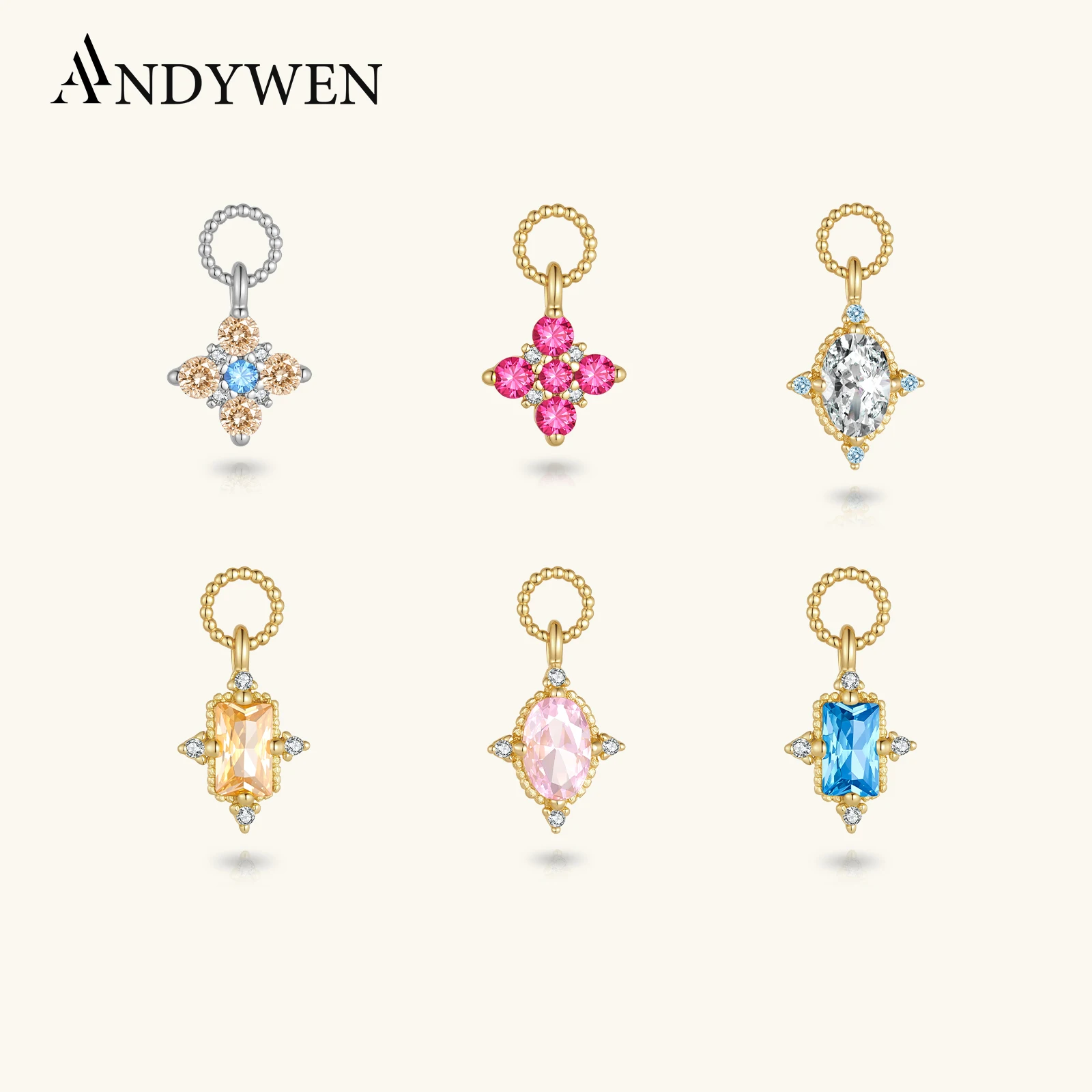 

Женские серьги-подвески ANDYWEN из стерлингового серебра 925 пробы с разноцветными цирконами и фианитами, изящные украшения для женщин