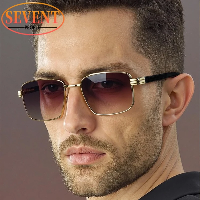Gafas de sol rectangulares con montura pequeña Vintage para hombre, marca de lujo 2021, gafas de sol de conducción Steampunk a la moda, gafas de sol Retro para exteriores para hombre